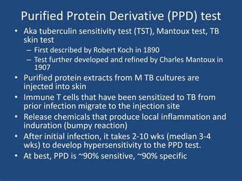 Purified Protein Derivative (PPD) Skin Test for .